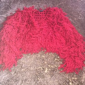 Red Crotchet Cropped Jacket